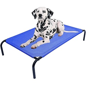 kutkut cooling elevated dog bed  portable durable metal frame raised cot with washable amp breathable teslin recyclable mesh indoor outdoor pet bed for small medium amp large dogs