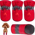 KUTKUT - Dog Boots Paw Protector | Pack of 4Pcs Upgraded with Reflective Straps for French Bulldog, WelshCorgi &amp; Any Other Small Medium Breed (Red, Size: 6, Feet Long: 6 cm, Feet Wide: 5 cm)