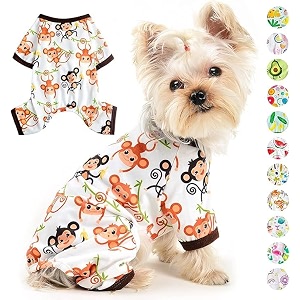 kutkut polycotton blend dog pajamas for small dogs boy girl cute dog clothes soft stretchclothes onesies summer puppy pajamasjammies sleeper size mchest 40cmlength 30cmmulticolor1 count
