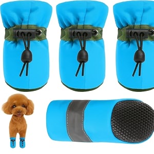 kutkut dog shoes for hot pavement dog paw protector  pack of 4pcs upgraded anti-slip dogs boots with reflective amp soft soled skidproof for corgi beagle french bulldog etc size 7