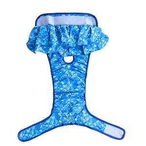 kutkut female dog adjustable diapers reusable washable super absorbency leak-proof mermaid pattern nappie dress for dogs in heat period or excitable urination sanitary panties size s