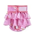 KUTKUT Female Dog Diapers Adjustable Washable Reusable Super Absorbency Leak-Proof Dog Nappie Dresses for Dogs in Heat, Period or Excitable Urination, Sanitary Panties Dress (Size: S)