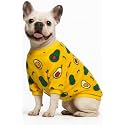 KUTKUT Fleece Dog Shirt,Soft Flannel Dog Sweatshirt Clothes For Puppy Small Dogs,Cute Leopard Winter Party Dress Up Clothes For Puppy French,Shihtzu,Pug Etc (Size: L,Chest: 50 Cm,Yellow,1 Count)