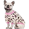 KUTKUT Fleece Dog Shirt, Soft Flannel Dog Sweatshirt Clothes For Small Medium Dogs, Pet Thermal Jammies Leopard Pattern Soft Sleeping Suit For French Bulldog, Pug Etc (Size: Xl, Chest: 60 Cm, Pink)