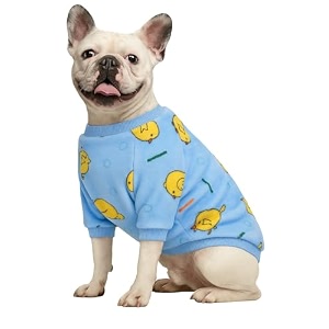 kutkut fleece dog shirt soft flannel dog sweatshirt clothes for medium dogs cute duck winter party dress up clothes for french bulldog corgi pug etcsize xxl chest 68 cm - blue