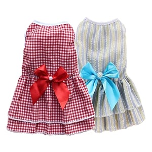 kutkut pack of 2 dress for small dog cat girl puppy clothes female princess tutu striped frock skirt for shihtzu bichon toypoodle etc size xl adjustable chest 50cm multicolor