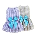 KUTKUT Pack Of 2 Striped Frock Dress For Small Dog Cat Girl Puppy Clothes, Female Princess Tutu Skirt Summer Shirt For Shihtzu Cat Outfits (Multi-coloured, Size: XL, Adjustable Chest: 50Cm)