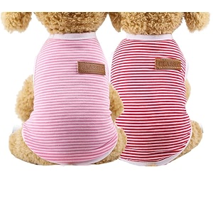 kutkut set of 2 pcs striped t-shirt puppy clothes for small dogs cats stretchy summer cotton vest doggy tee tank top for shihtzu toypoodle lhasa bichon pekingese size xl chest 50cm length 40cm