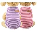 KUTKUT Classic Dog Striped TShirt Cat Clothes for Small Dogs, Stretchy Summer Cotton Cat Vest Doggy Tank Top For Cavalier King, Lhasa Apso, French Bulldog, Pug etc (Size: 2XL,Chest: 55cm, Length:45cm)