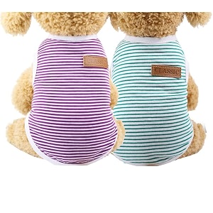 kutkut classic dog striped tshirt cat clothes for small dogs stretchy summer cotton cat vest doggy tank top for cavalier king lhasa apso french bulldog pug etc size 2xlchest 55cm length45cm