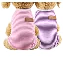 KUTKUT Classic Dog Striped TShirt Cat Clothes for Small Dogs, Stretchy Summer Cotton Cat Vest Doggy Tank Top For Cavalier King, Lhasa Apso, French Bulldog, Pug etc (Size: 2XL,Chest: 55cm, Length:45cm)
