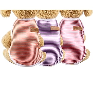 kutkut classic dog striped tshirt cat clothes for small dogs stretchy summer cotton cat vest doggy tank top for cavalier king lhasa apso french bulldog pug etc size 2xlchest 55cm length45cm