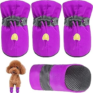 kutkut - small dog boots for hot pavement  pack of 4pcs upgraded anti-slip dog shoes with reflective stripe amp comfortable soft soled skidproof sneakers for shihtzu poodle bichon etcsize 5