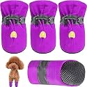 KUTKUT - Small Dog Boots for Hot Pavement | Pack of 4Pcs Upgraded Anti-Slip Dog Shoes with Reflective Stripe &amp; Comfortable Soft Soled Skidproof Sneakers for Shihtzu, Poodle, Bichon etc(Size: 5)