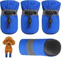 KUTKUT Small Dog Boots Paw Protector | 1 Pair Pack of 4Pcs Upgraded Anti-Slip Dog Shoes with Reflective Straps for Shihtzu, Poodle, Lhasa Apso etc (Black, Size: 5, Feet Long: 5.5cm, Feet Wide:4.5cm)