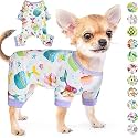 KUTKUT polycotton blend Small Dog Cat Romper Pjs Spring Summer Autumn Dog Clothe For Puppies Cat Girl,Boy-Soft Stretchy Clothes Doggie Onesies Cat Pet Jammies (L,Chest:45Cm,Length:35Cm,Purple),1 count
