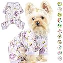 KUTKUT polycotton blend Small Dog Bodysuit, Dog Pjs Spring Doggie Onesies Summer Pet Jammies Dog Clothes for Cat Apparel Outfit (Size:XL, Chest:50cm, Length:40cm, Multicolor, 1 count)