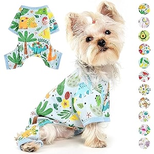 kutkut polycotton blend small dog jumpsuitdog pjs spring doggie onesies summer pet jammies dog clothes for cat apparel outfit size 2xlchest 55cmlength 45cm only for small breedsgreen 1 count