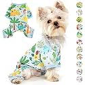 KUTKUT polycotton blend Small Dog Jumpsuit,Dog Pjs Spring Doggie Onesies Summer Pet Jammies Dog Clothes For Cat Apparel Outfit (Size: 2Xl,Chest: 55Cm,Length: 45Cm) Only For Small Breeds,Green, 1 count