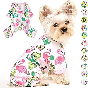 kutkut polycotton blend dog cat romper pjs spring summer autumn dog clothes for puppies miniature dogs cats girl-boysoft stretchy kitten clothes size schest 35cmlength 25cmmulticolor1 count
