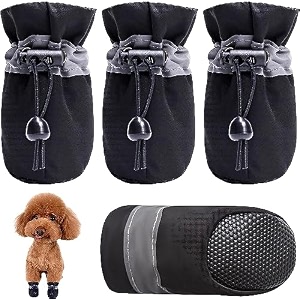 kutkut small dog shoes for hot pavement pack of 4pcs anti-slip boots reflective stripe amp soft soled skidproof with adjustable drawstring for maltese pomeranianyorkshire amp cats blue size 3