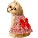 KUTKUT Stripe Dress For Small Dog Cat Girl Clothes Princess Tutu Frock Skirt Summer Shirt For Shihtzu, Toypoodle, Bichon Etc Cat Pet Apparel Outfits (Size:Xl, Chest:50Cm, Length:40Cm) - Red