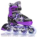 Kuxuan Boys Adjustable Inline Skates with Light up Wheels for Kids Youth