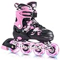 Kuxuan Boys Adjustable Inline Skates with Light up Wheels for Kids Youth