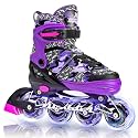 Kuxuan Boys Adjustable Inline Skates with Light up Wheels for Kids Youth
