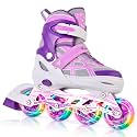 Kuxuan Boys Adjustable Inline Skates with Light up Wheels for Kids Youth