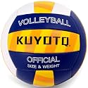 KUYOTQ Striped Outdoor Beach Volleyball, Waterproof Sand Pool Classic Volley Ball Thickened Surface Leather Volleyball for Youth Mens,Beach Play,Game, in & Outdoor Training (Official Size 5,Deflated)