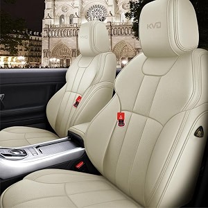 kvd autozone heavy nappa leather luxury car seat cover compatible with honda brv full beige 5 year warranty - d0837