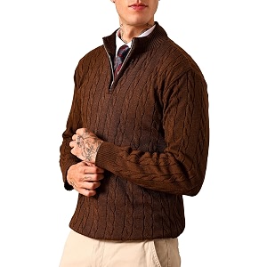Kvetoo Mens Wool High Neck Zipper Sweater