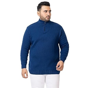 Kvetoo Plus Size Men High Neck Zipper