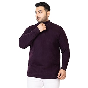 Kvetoo Plus Size Men High Neck Zipper