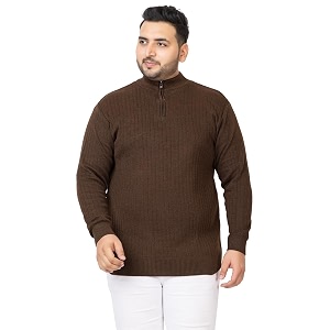 Kvetoo Plus Size Men High Neck Zipper