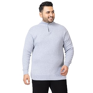 Kvetoo Plus Size Men High Neck Zipper
