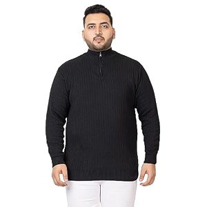 Kvetoo Plus Size Men High Neck Zipper