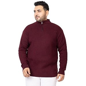 Kvetoo Plus Size Men High Neck Zipper