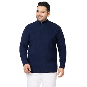 Kvetoo Plus Size Men High Neck Zipper