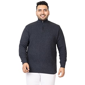 Kvetoo Plus Size Men High Neck Zipper