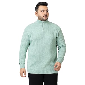 Kvetoo Plus Size Men High Neck Zipper