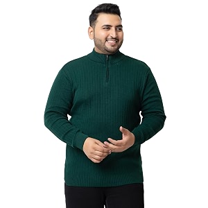 Kvetoo Plus Size Men High Neck Zipper