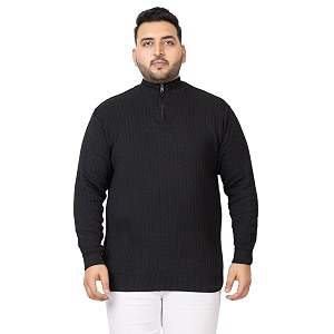 Kvetoo Plus Size Men High Neck Zipper
