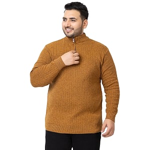 Kvetoo Plus Size Men High Neck Zipper