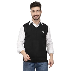 kvetoo v neck sleeveless winter wool sweater for men