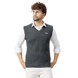 kvetoo v neck sleeveless winter wool sweater for men