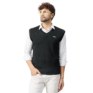 kvetoo v neck sleeveless winter wool sweater for men