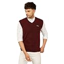 Kvetoo V Neck Sleeveless Winter Wool Sweater for Men