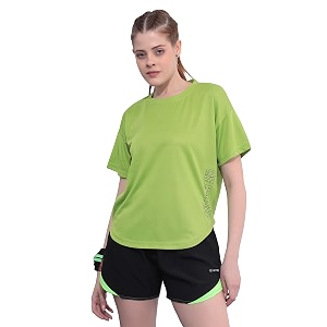 Kvetoo Women Apple Cut Gym T Shirt